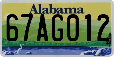 AL license plate 67AG012