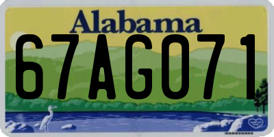 AL license plate 67AG071