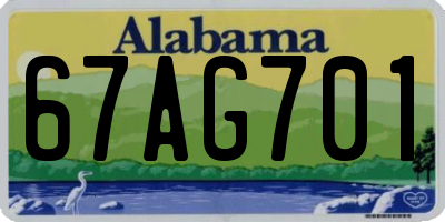 AL license plate 67AG701