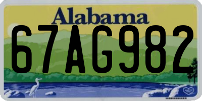 AL license plate 67AG982