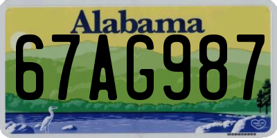 AL license plate 67AG987