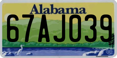 AL license plate 67AJ039