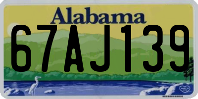 AL license plate 67AJ139