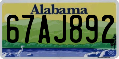 AL license plate 67AJ892