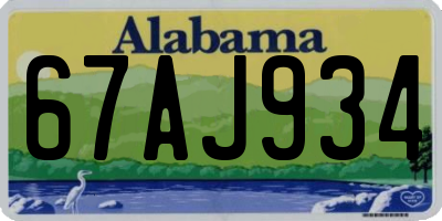 AL license plate 67AJ934