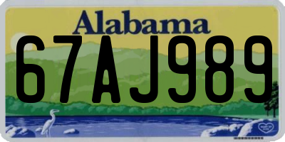 AL license plate 67AJ989