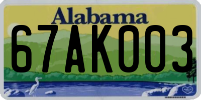 AL license plate 67AK003