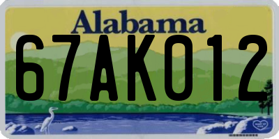 AL license plate 67AK012