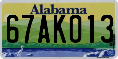 AL license plate 67AK013