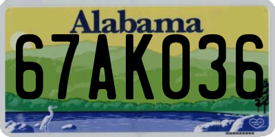 AL license plate 67AK036