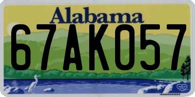 AL license plate 67AK057