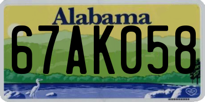 AL license plate 67AK058