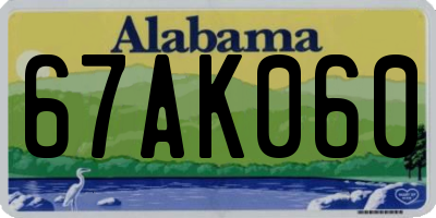 AL license plate 67AK060