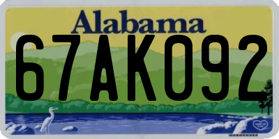 AL license plate 67AK092