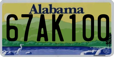 AL license plate 67AK100