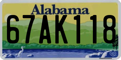 AL license plate 67AK118