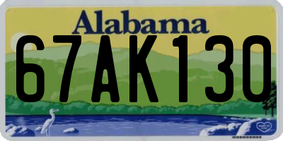 AL license plate 67AK130