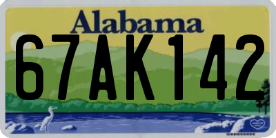 AL license plate 67AK142