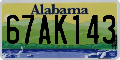AL license plate 67AK143