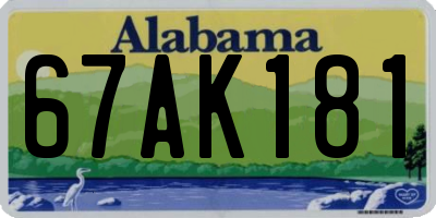 AL license plate 67AK181