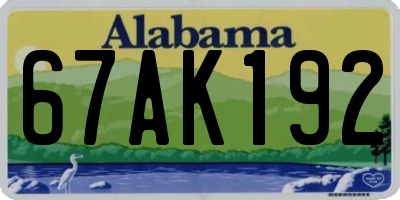 AL license plate 67AK192