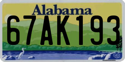 AL license plate 67AK193