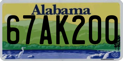 AL license plate 67AK200