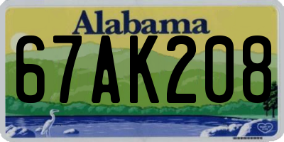 AL license plate 67AK208