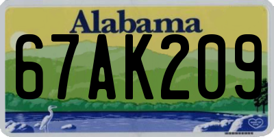 AL license plate 67AK209