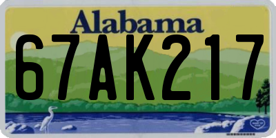 AL license plate 67AK217