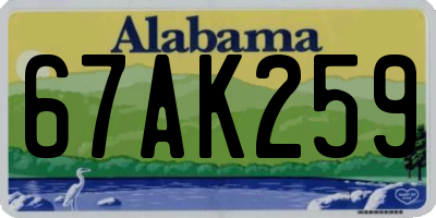 AL license plate 67AK259