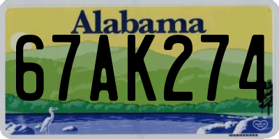 AL license plate 67AK274