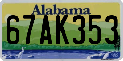 AL license plate 67AK353