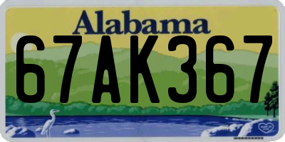 AL license plate 67AK367