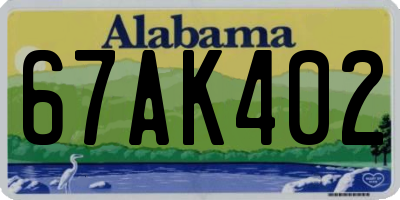 AL license plate 67AK402