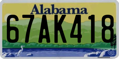 AL license plate 67AK418