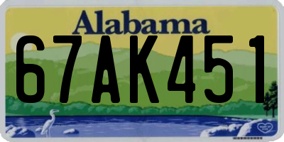 AL license plate 67AK451