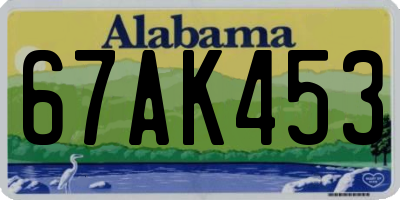 AL license plate 67AK453