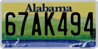 AL license plate 67AK494