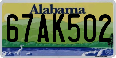 AL license plate 67AK502