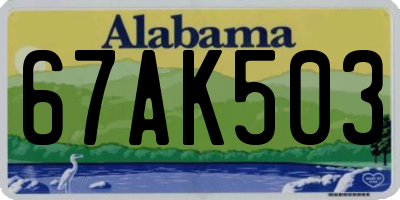 AL license plate 67AK503