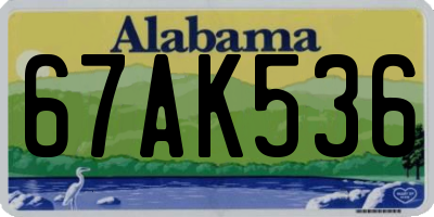 AL license plate 67AK536