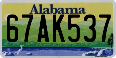 AL license plate 67AK537