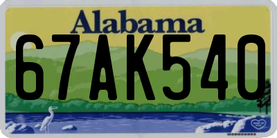AL license plate 67AK540