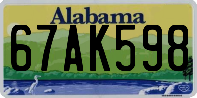 AL license plate 67AK598
