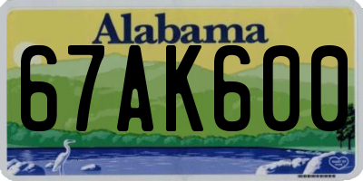 AL license plate 67AK600