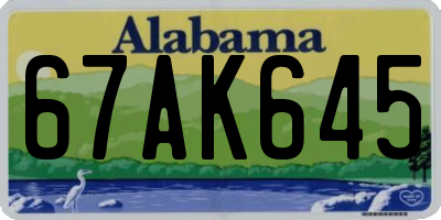 AL license plate 67AK645