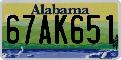 AL license plate 67AK651