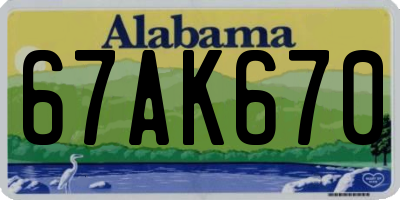 AL license plate 67AK670