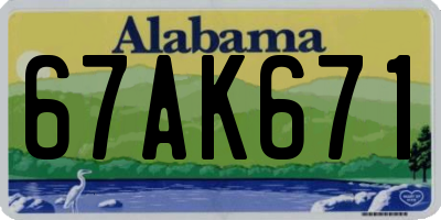 AL license plate 67AK671
